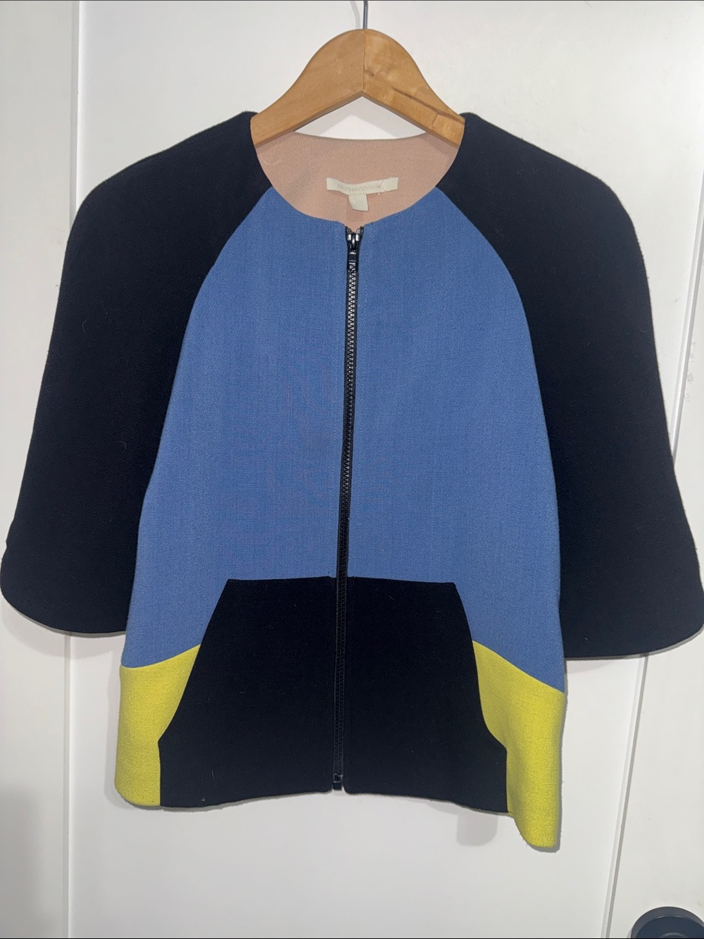 Excellent Jonathan Simkhai Colorblock zip short sleeve jacket XS